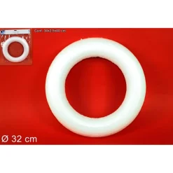 2 ANELLI CERCHI DI POLISTIROLO 32CM BIANCHI DECORAZIONI NATALIZIE ADDOBBI NATALE