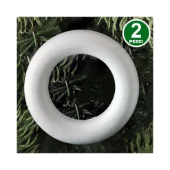 2 ANELLI CERCHI POLISTIROLO 19CM BIANCHI DECORAZIONI NATALIZIE ADDOBBI NATALE