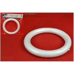 2 ANELLI CERCHI POLISTIROLO 19CM BIANCHI DECORAZIONI NATALIZIE ADDOBBI NATALE