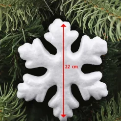 6 APPENDINI FIOCCHI DI NEVE IN POLISTIROLO 22CM BIANCHI DECORAZIONI NATALIZIE