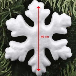 2 APPENDINI FIOCCO DI NEVE IN POLISTIROLO 40CM BIANCHI DECORAZIONI NATALIZIE