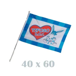 2 BANDIERE CON ASTA 40X60 NAPOLI TIFOSO DOC ITALIA SCUDETTO CALCIO SQUADRA