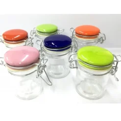 6 BARATTOLI VETRO TAPPO CERAMICA 45GR ERMETICO CHIUSURA MECCANICA SALE PEPE