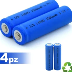 4 BATTERIA AGLI IONI DI LITIO DA 3,7V 1500MAH ICR 14500 PER MICROFONO MOD AEREO