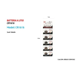 5 BATTERIE CR1616 3V PILE A BOTTONE PER OROLOGI TELECOMANDI APPARECCHI MAXTECH