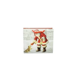 6 BUSTE DA REGALO STAMPA BABBO NATALE CLASSICO CON MANICI ROSSI 31X26X12CM