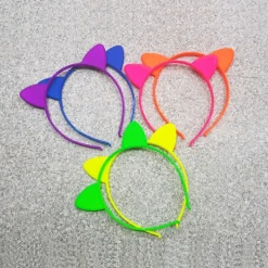 2 CERCHIETTI FRONTINO ORECCHIE GATTO FLUO FERMA CAPELLI FERMACAPELLI PLASTICA