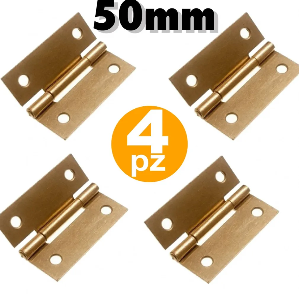 4 CERNIERE 50 MM A LIBRO CON KIT DI VITI APERTURA PER ANTE PENSILI MOBILI CUCINA