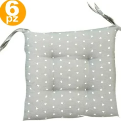 6 COPRI SEDIA CUSCINI CON 2 LACCETTI LACCI CUSCINO PER SEDIE IMBOTTITO