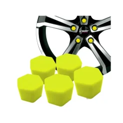 20 COPRIBULLONI COPRI BULLONI DADI SILICONE FLUORESCENTI GIALLO CERCHI RUOTA