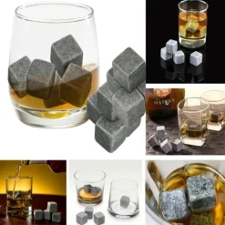 9 CUBETTI IN PIETRA OLLARE NATURALE GRIGIO PER WHISKY GHIACCIO REFRIGERANTE