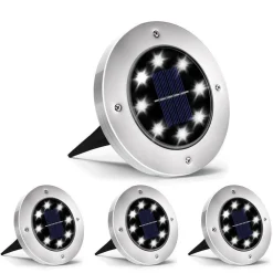 4 FARO LAMPADA LED SOLARE DA ESTERNO GIARDINO FARETTO 8 LED PICCHETTO SEGNAPASSI