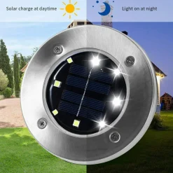 4 FARO LAMPADA LED SOLARE DA ESTERNO GIARDINO FARETTO 8 LED PICCHETTO SEGNAPASSI