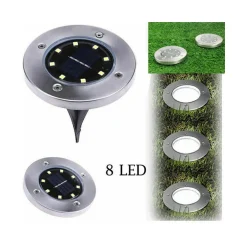 4 FARO LAMPADA LED SOLARE DA ESTERNO GIARDINO FARETTO 8 LED PICCHETTO SEGNAPASSI