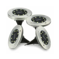 4 FARO LAMPADA LED SOLARE DA ESTERNO GIARDINO FARETTO 8 LED PICCHETTO SEGNAPASSI