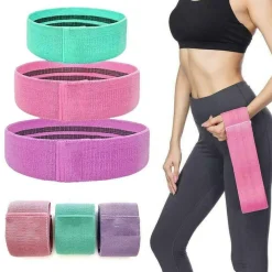3 FASCE ELASTICHE IN STOFFA PER ESERCIZI FISICI JOGA GINNASTICA PALESTRA 25x5 CM