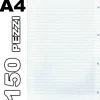 150 FOGLI FORATI PER QUADERNI ANELLI QUADERNO A4 A RIGHE 1R 60gr SCUOLA UFFICIO