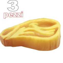 3 GIOCATTOLO BISTECCA MAIALE GOMMA SUONO RESISTENTE DA MASTICARE PER CANI