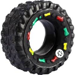 3 GIOCATTOLO RUOTA PNEUMATICO GOMMA SUONO RESISTENTE DA MASTICARE PER CANI