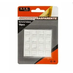 16 GOMMINI ADESIVI PROTEZIONE PAVIMENTI TRASPARENTI QUADRATI 12.7X12.7X3MM 66092