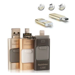 3 IN 1 FLASHDRIVE 16GB USB SCOMPARSA PER SMARTPHONE PC ARCHIVIO MEMORIA DATI