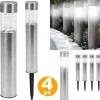 4 LAMPADE GIARDINO RICARICA SOLARE PALETTI SOLARI METALLO CRISTALLO 1LED BIANCO