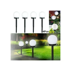 4 LAMPIONE SOLARE 1 LED GIARDINO 10 CM SU PICCHETTO LAMPADE GLOBO PER ESTERNI