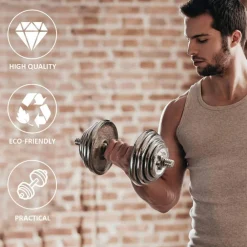 2 MANUBRI FILETTATI DA 35CM PER SOLLEVAMENTO PESI SPORT ALLENAMENTO PALESTRA