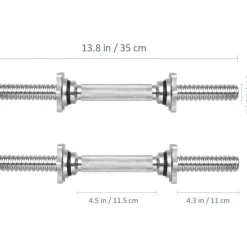 2 MANUBRI FILETTATI DA 35CM PER SOLLEVAMENTO PESI SPORT ALLENAMENTO PALESTRA