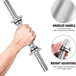 2 MANUBRI FILETTATI DA 30CM PER SOLLEVAMENTO PESI SPORT ALLENAMENTO PALESTRA