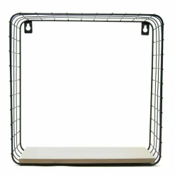 2 MENSOLE DA PARETE MODERNE DESIGN CUBO MENSOLA SCAFFALE LEGNO METALLO NERO