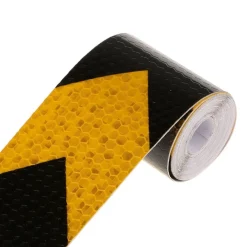 5 METRI NASTRO ADESIVO CATARIFRANGENTE AUTO CAMION NERO E GIALLO ALTA VISIBILITÁ
