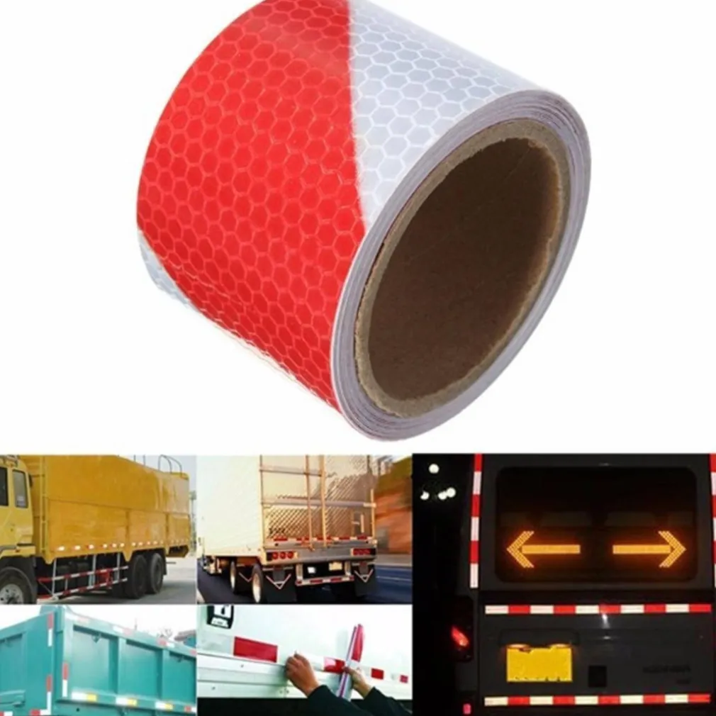 25 METRI NASTRO ADESIVO CATARIFRANGENTE AUTO CAMION ROSSO BIANCO ALTA VISIBILITÁ