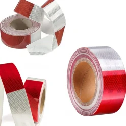 5 METRI NASTRO ADESIVO CATARIFRANGENTE AUTO CAMION ROSSO BIANCO ALTA VISIBILITÁ