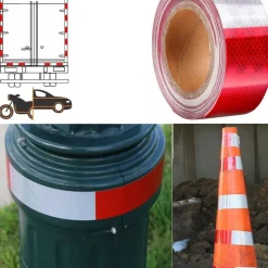 5 METRI NASTRO ADESIVO CATARIFRANGENTE AUTO CAMION ROSSO BIANCO ALTA VISIBILITÁ