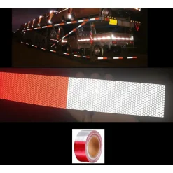 5 METRI NASTRO ADESIVO CATARIFRANGENTE AUTO CAMION ROSSO BIANCO ALTA VISIBILITÁ