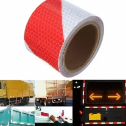 40 METRI NASTRO ADESIVO CATARIFRANGENTE AUTO CAMION ROSSO BIANCO ALTA VISIBILITÁ