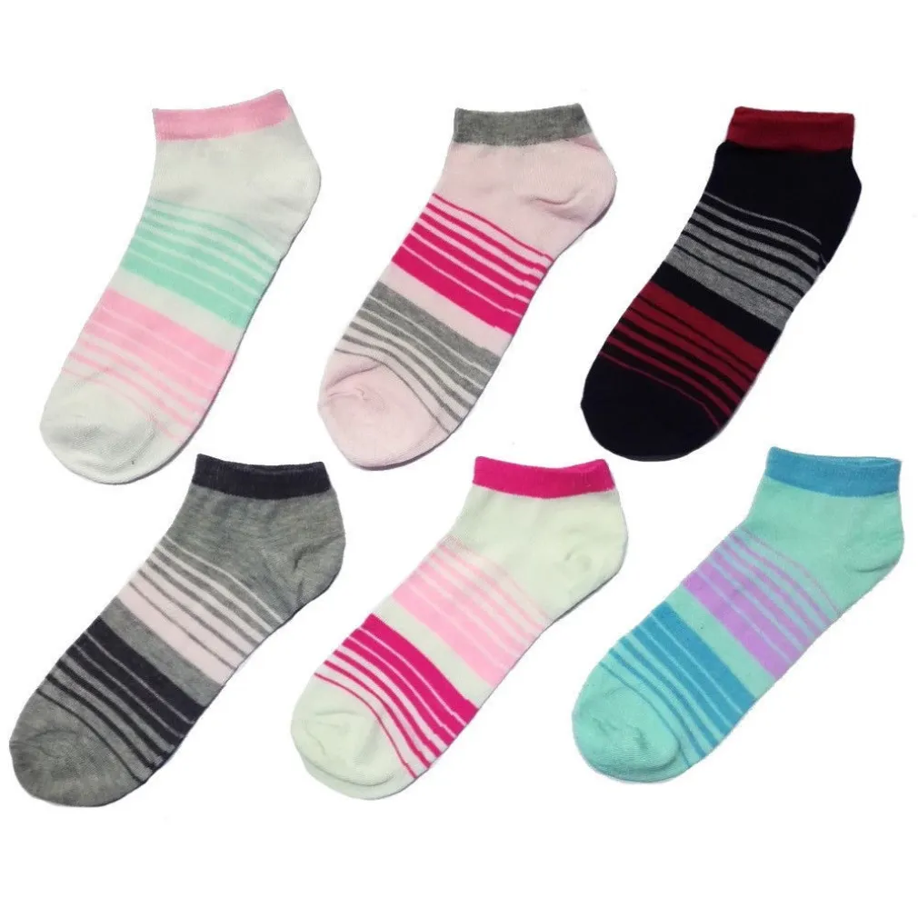 12 PAIA DI CALZINI A COLLO BASSO DA DONNA FANTASMINI IN COTONE FASCE LATERALI