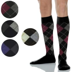 12 PAIA DI CALZINI DA UOMO LUNGHI COTONE CALDO CON ROMBI VARI COLORI A005-4