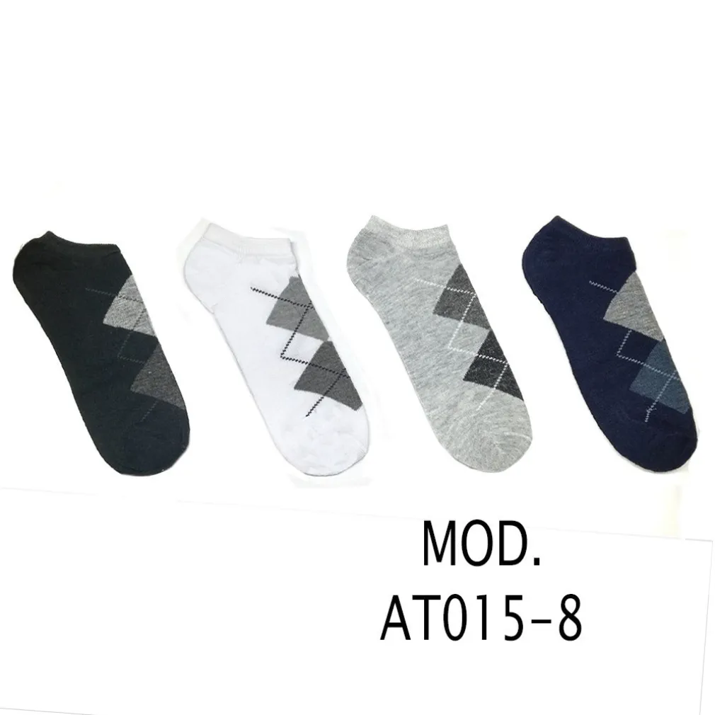 12 PAIA DI CALZINI UOMO COLLO BASSO COMODI IN 4 COLORI ROMBI DAL 40 AL 46 AT015-8