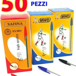 50 PENNE A SFERA CRISTAL PUNTA MEDIA 1MM CANCELLERIA SCUOLA E UFFICIO MOD. BIC