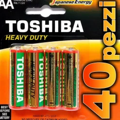 40 PEZZI BATTERIE STILO AA PILE ALKALINE CONFEZIONE RISPARMIO TOSHIBA R6 1.5 V