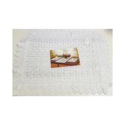 3 PEZZI CENTRINI CENTRINO CENTROTAVOLA BIANCO MERLETTO FIORI RUNNER TESSUTO