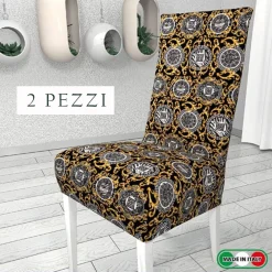 2 PEZZI COPRISEDIA FODERA PER SEDIA E SCHIENALE FANTASIA IN STAMPA DIGITALE 3D