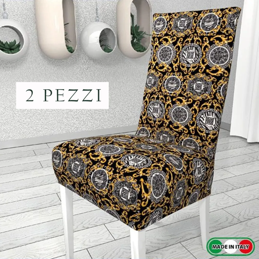 2 PEZZI COPRISEDIA FODERA PER SEDIA E SCHIENALE FANTASIA IN STAMPA DIGITALE 3D