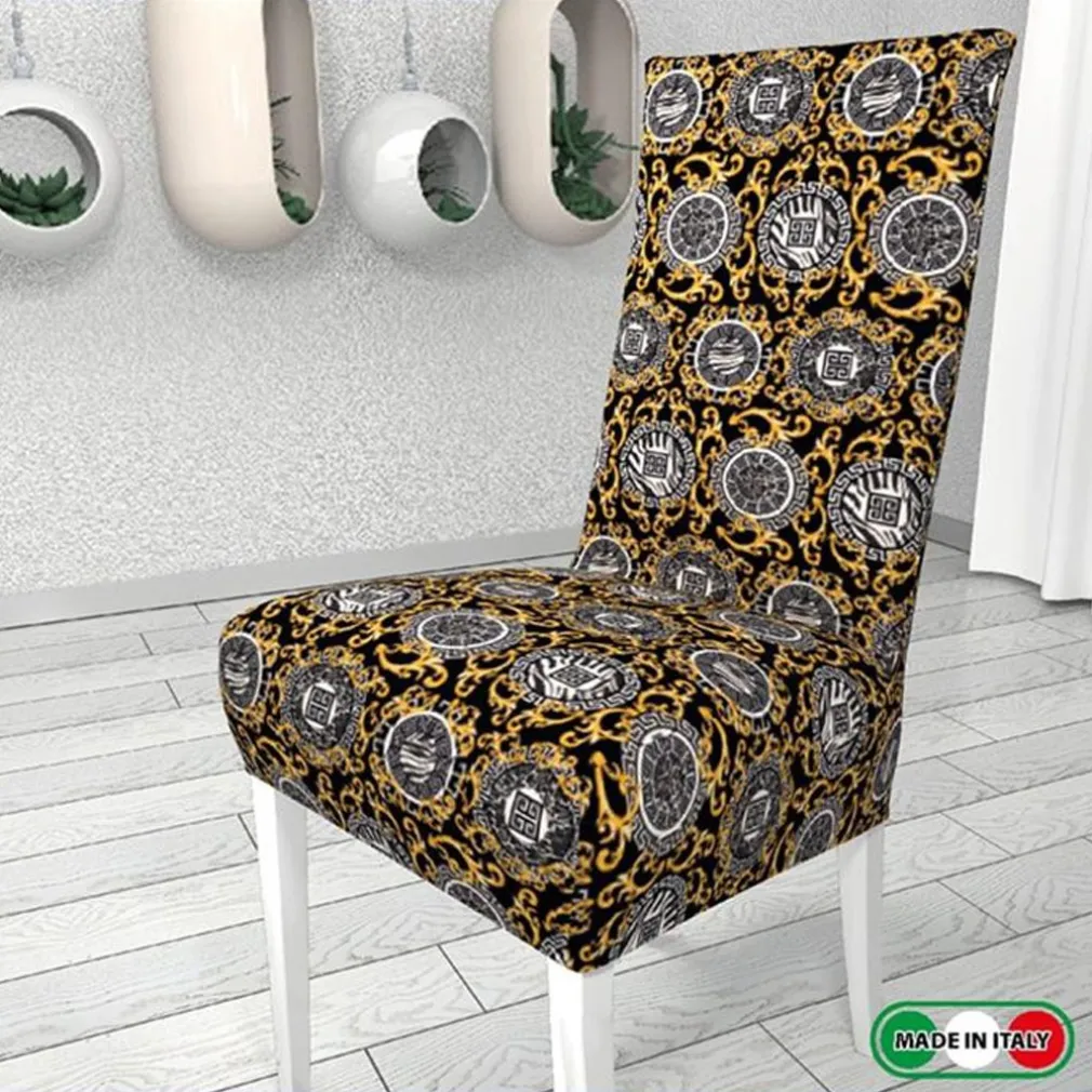 2 PEZZI COPRISEDIA FODERA PER SEDIA E SCHIENALE FANTASIA IN STAMPA DIGITALE 3D