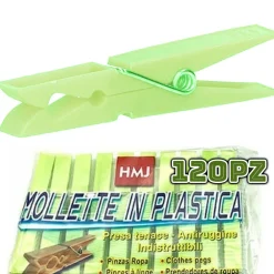 120 PEZZI MOLLETTE PINZE BUCATO PANNI PLASTICA EXTRAFORTE VERDE STENDIBIANCHERIA