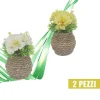 2 PEZZI VASO IN CORDA PIANTINA ARTIFICIALE PIANTA IDEA REGALO BOMBONIERA 10 CM