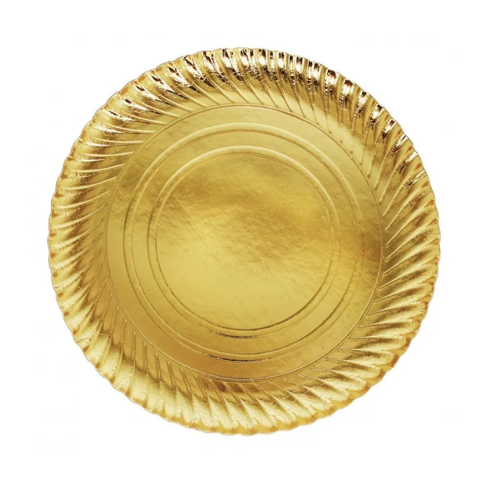 2 PEZZI VASSOIO PORTA SOTTO TORTA DIAMETRO 24 CM ORO TONDO CICROLARE CARTONE