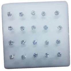 3 PIERCING ORECCHINI NASO 3 MM BRILLANTINO BIANCO BRILLANTINI ARGENTO ORECCHINO
